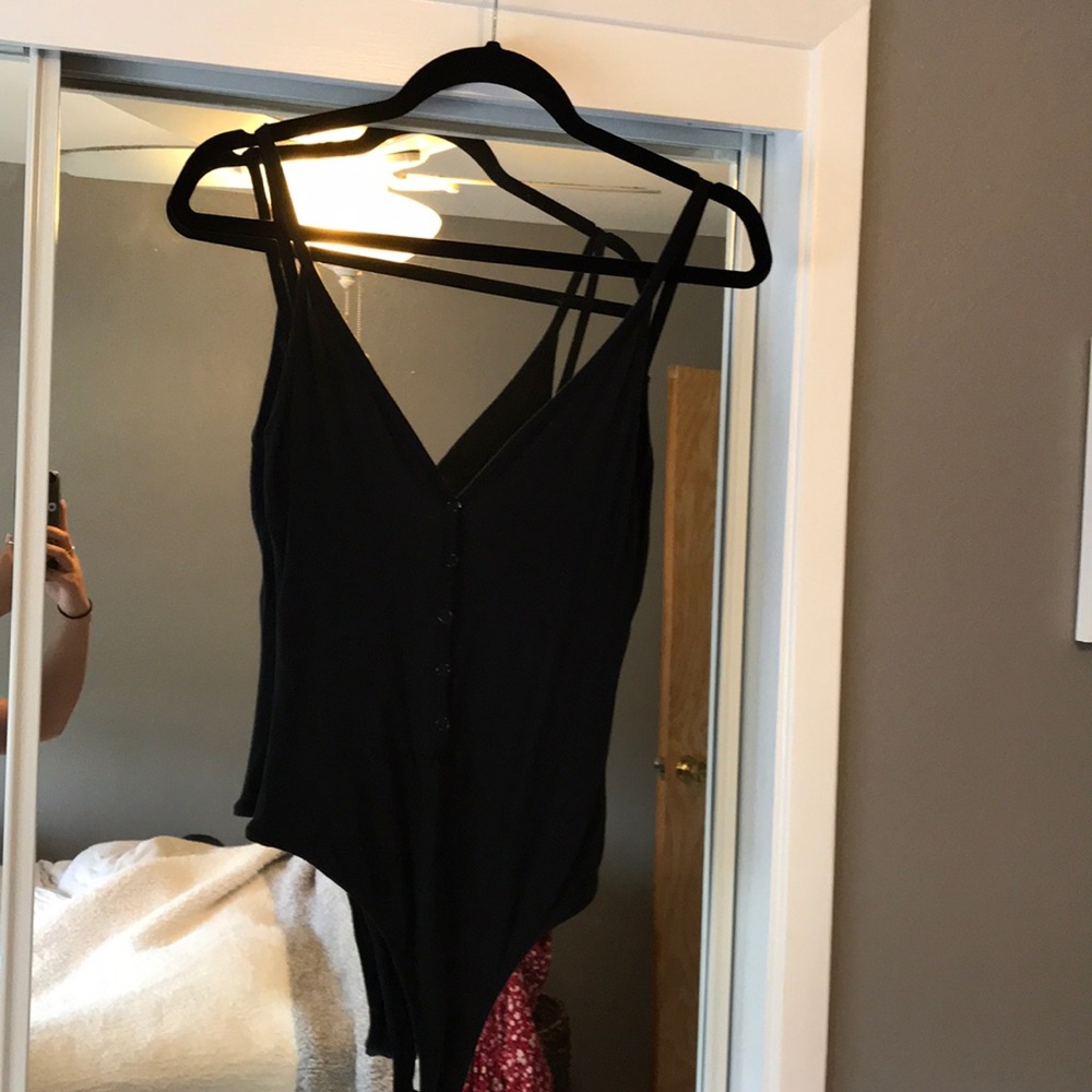 Pacsun Black Bodysuit Button Up with low back